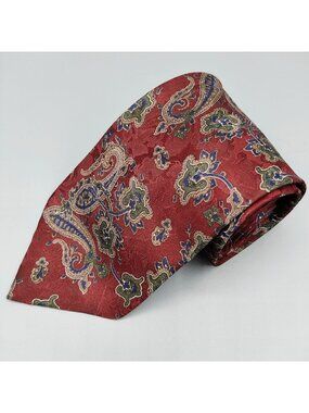 Vintage Envoy Paisley Pattern Red, Blue, Green and Brown Necktie